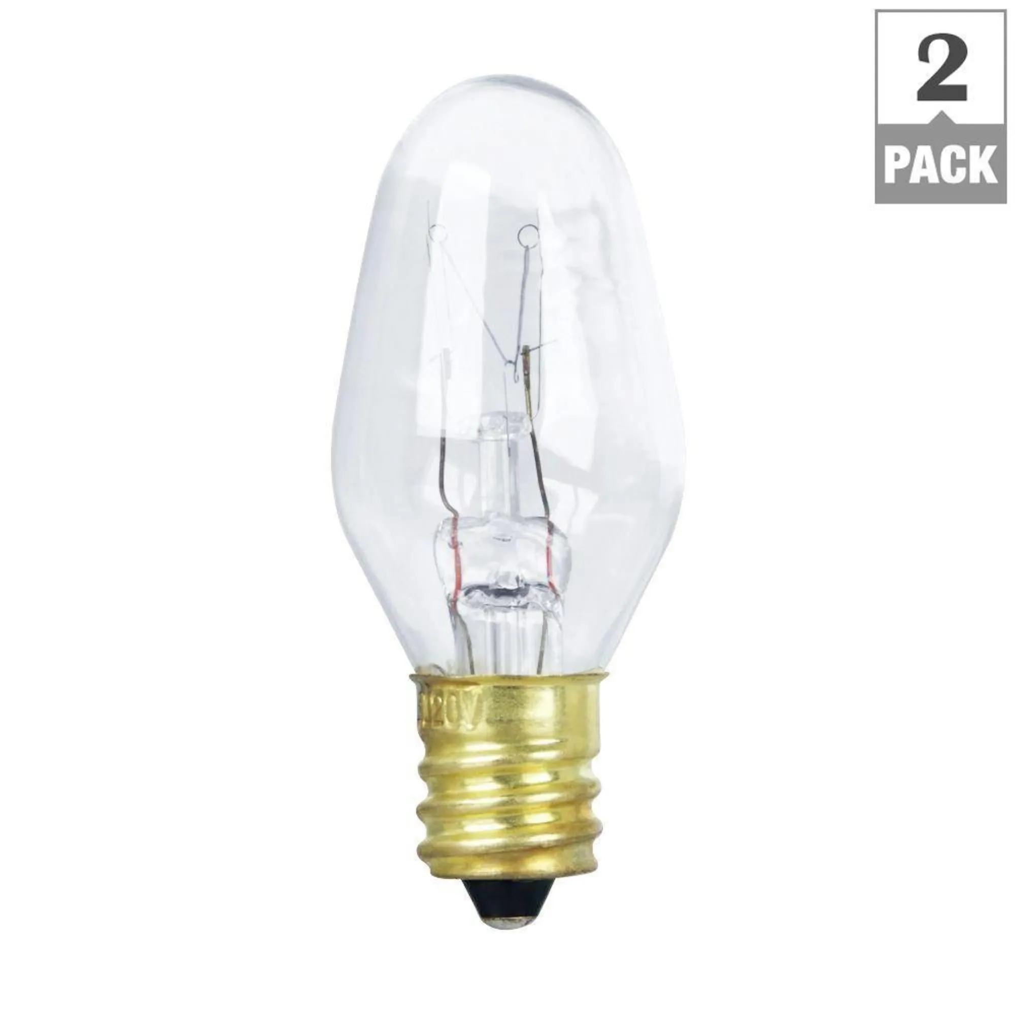 10W Soft White (2700K) E12 Base C7 Dimmable Incandescent Light Bulb (2-Pack)