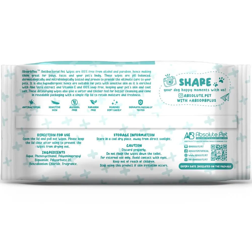 4 FOR $15: Absorb Plus Antibacterial Floral Scented Pet Wipes 80ct