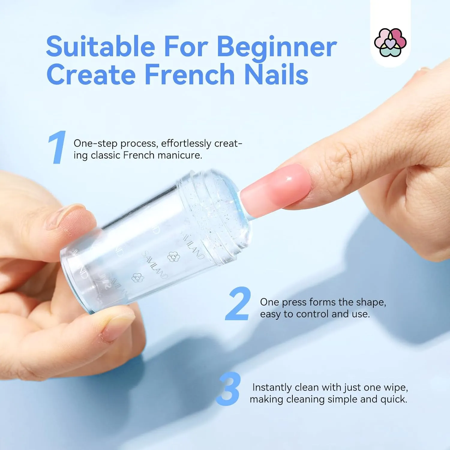 7PCS Glitter French Tip Nail Stamp Set :Nail Stamp and Silicone Stamper Head Nail Scrapers French Tip Nail Tool Kit