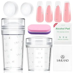 7PCS Glitter French Tip Nail Stamp Set :Nail Stamp and Silicone Stamper Head Nail Scrapers French Tip Nail Tool Kit