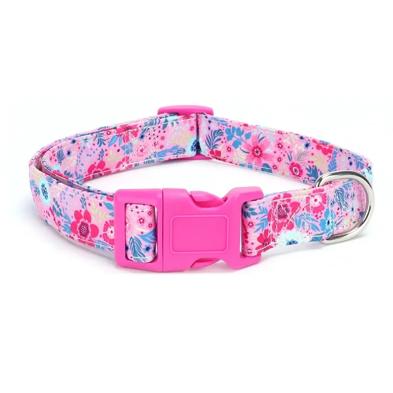 Adjustable Floral Print Nylon Dog Collar for All Dog Sizes