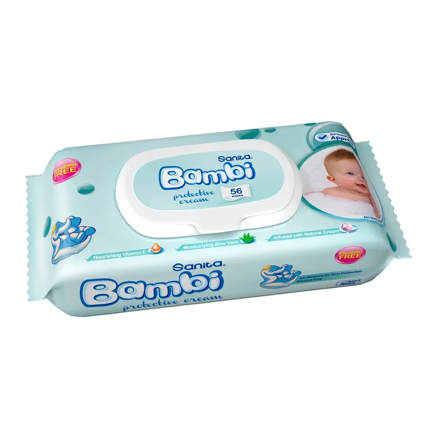 Bambi Baby Wet Wipes Protective Cream - 56's