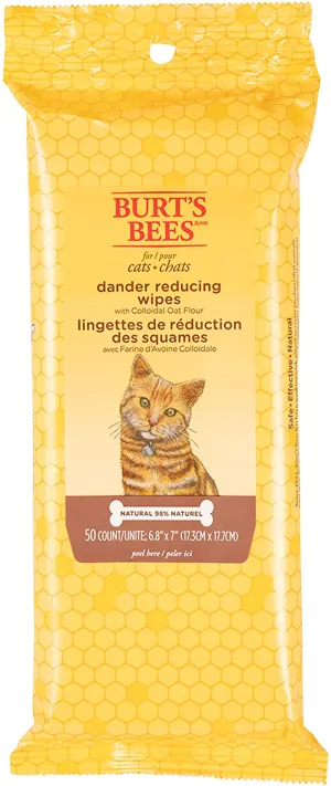 Burt's Bees for Cats Dander Reducing Wipes - Kitten and Cat Wipes for Grooming - Burts Bees Cat Dander Wipes, Cat Grooming Wipes, Pet Wipes Cats, Cat Cleaning Wipes, Natural Cat Wipes, Cat Fur Wipes