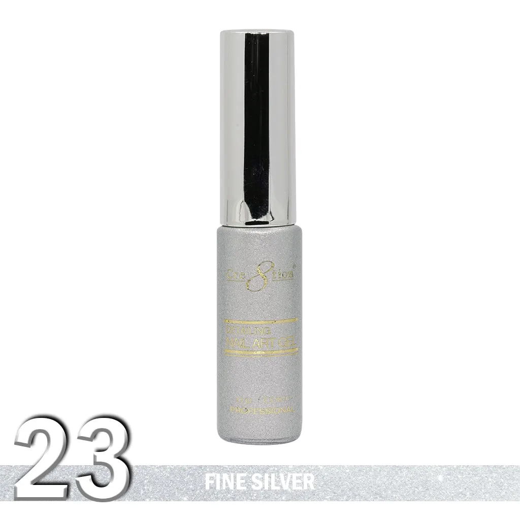 Cre8tion Detailing Nail Art Gel, 23, Fine Silver, 0.33oz KK1025