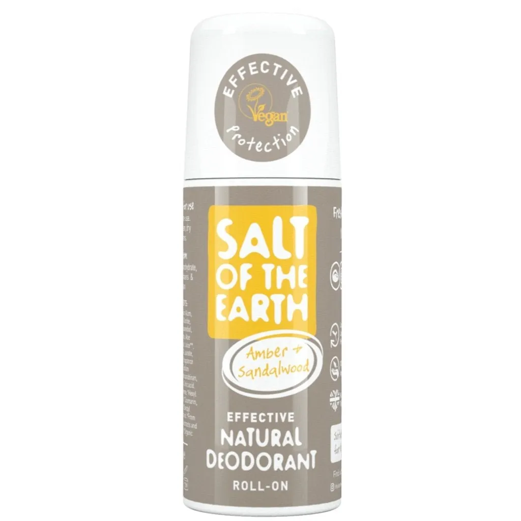 Crystal salt deodorant, Amber & Sandalwood Roll-on, 75 ml