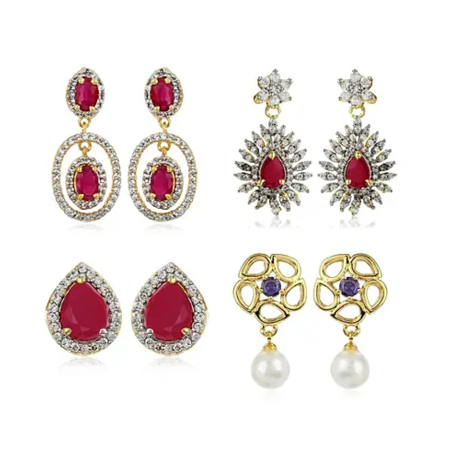 Diamond & Ruby Earrings Set