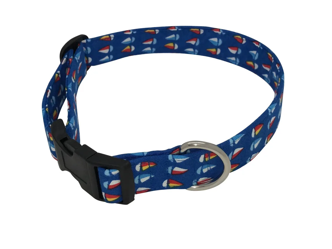 Elmo's Closet Mini Sailboats Dog Collar