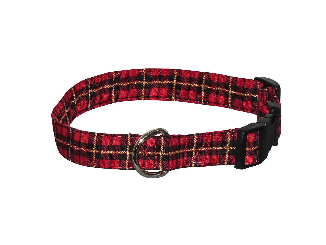 Elmo's Closet Red Plaid Dog Collar