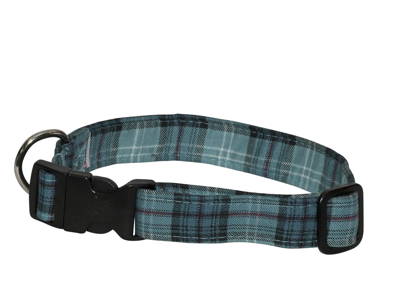 Elmo's Closet Teal & Black Tartan Dog Collar