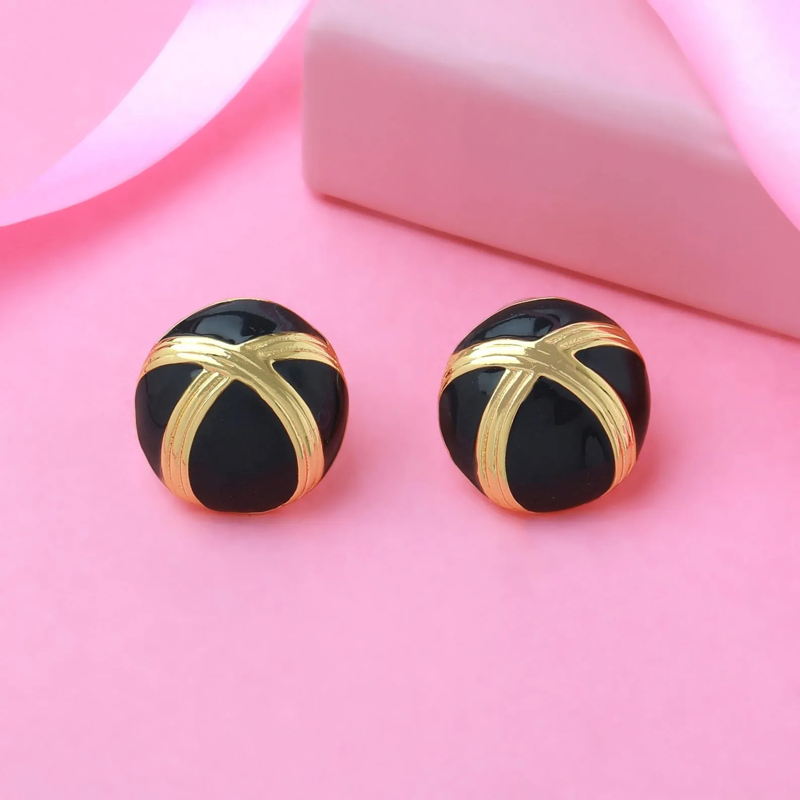 Estele Fancy Circular black fancy latest Studs for women