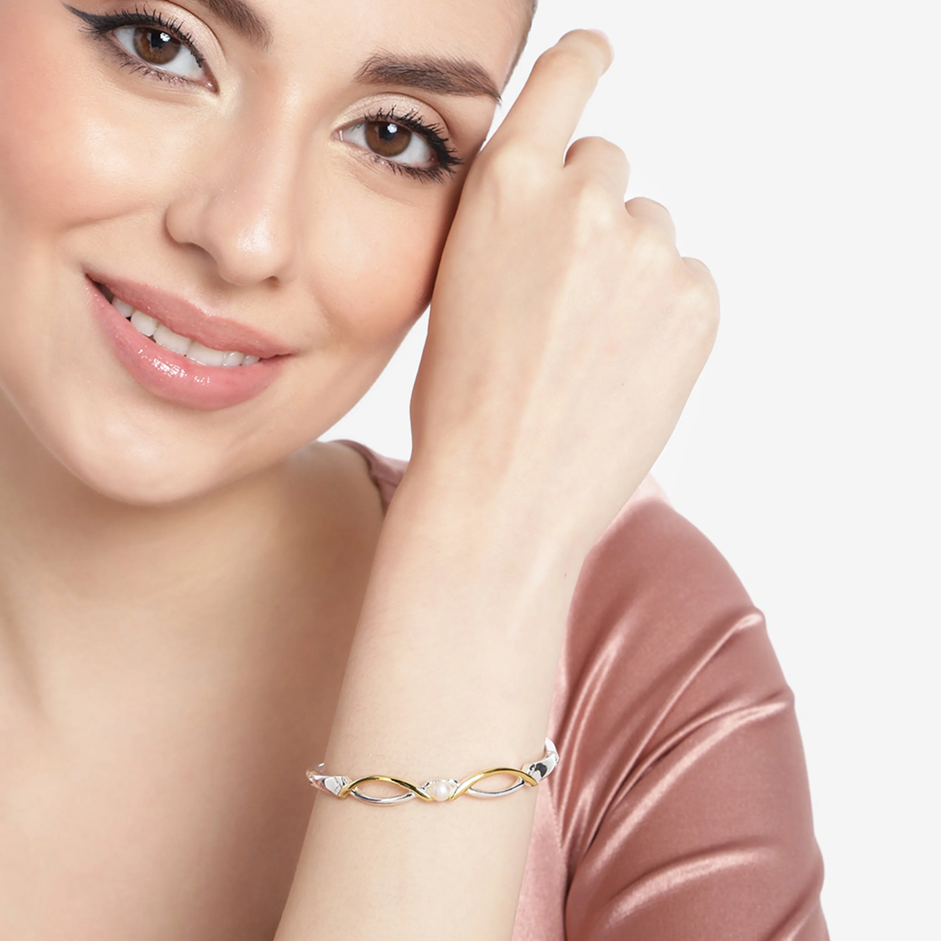 Estele Gold and Silver Plated Clouds of Joy Cuff bracelets for women