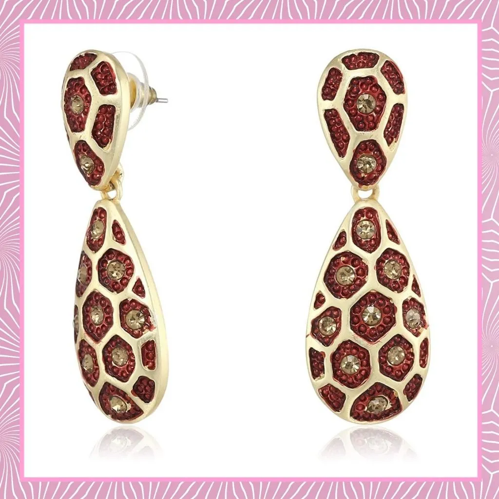 Estele Gold Plated Chocolate Honey comb Dangle Earrings for women