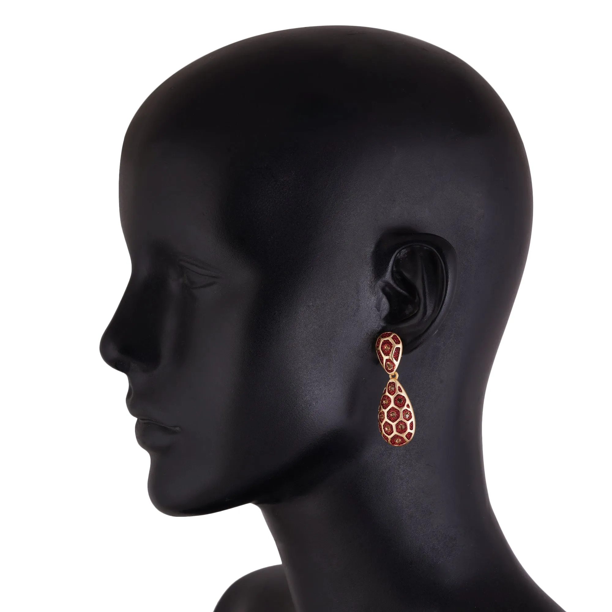 Estele Gold Plated Chocolate Honey comb Dangle Earrings for women