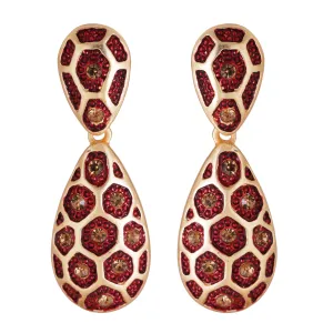 Estele Gold Plated Chocolate Honey comb Dangle Earrings for women