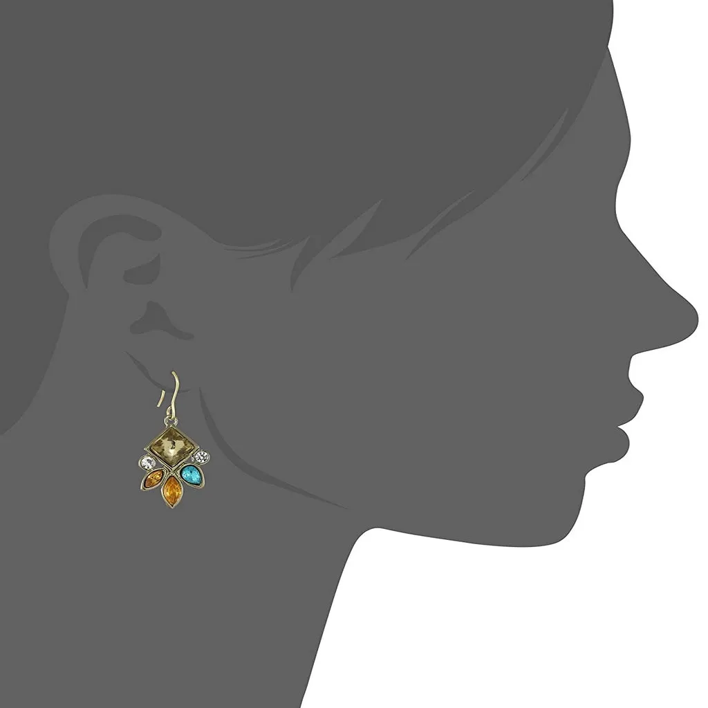 Estele Gold Plated Colorful Amber Princess crystal Drop Earrings for women