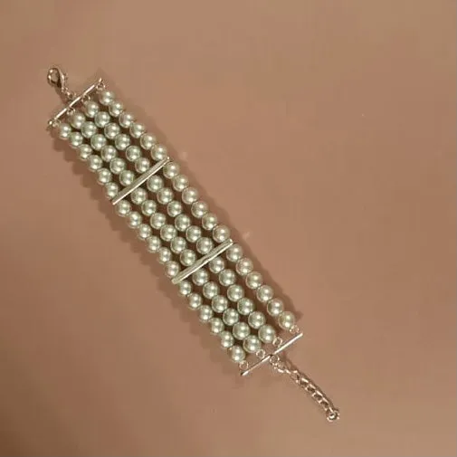 Estele - Grey Pearl Four Line Bracelet