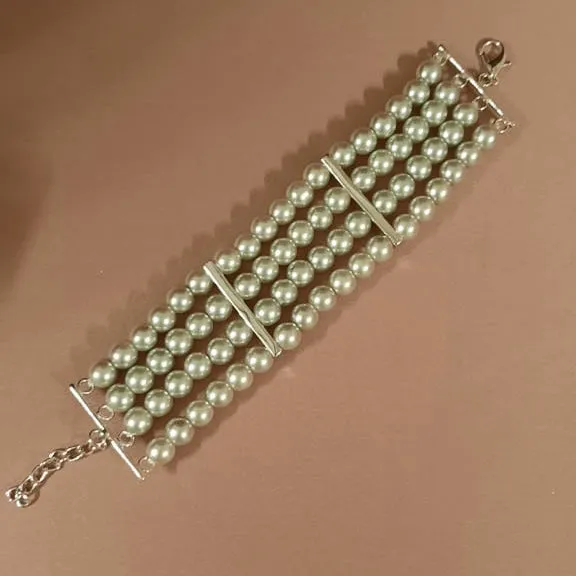 Estele - Grey Pearl Four Line Bracelet