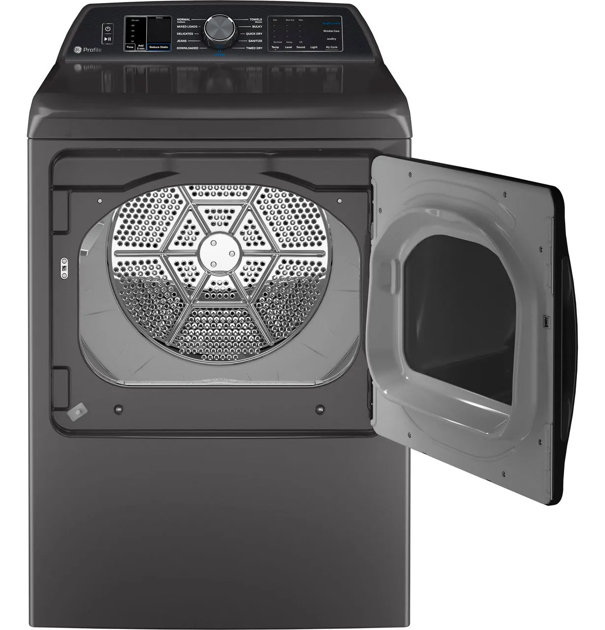 GE Profile 7.4 cu. ft. Capacity Smart aluminized alloy drum Electric Dryer with Sanitize Cycle and Sensor Dry