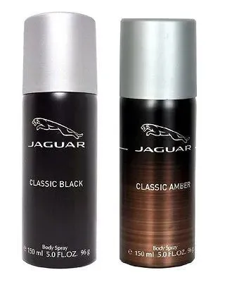 Jaguar Classic Black and Classic Amber Deodorants for Men (Set of 2 x 150 ml)