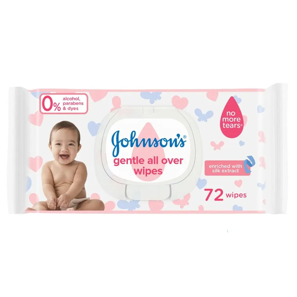 Johnson's Baby Wipes - Gentle All Over, Pack of 72 Wipes