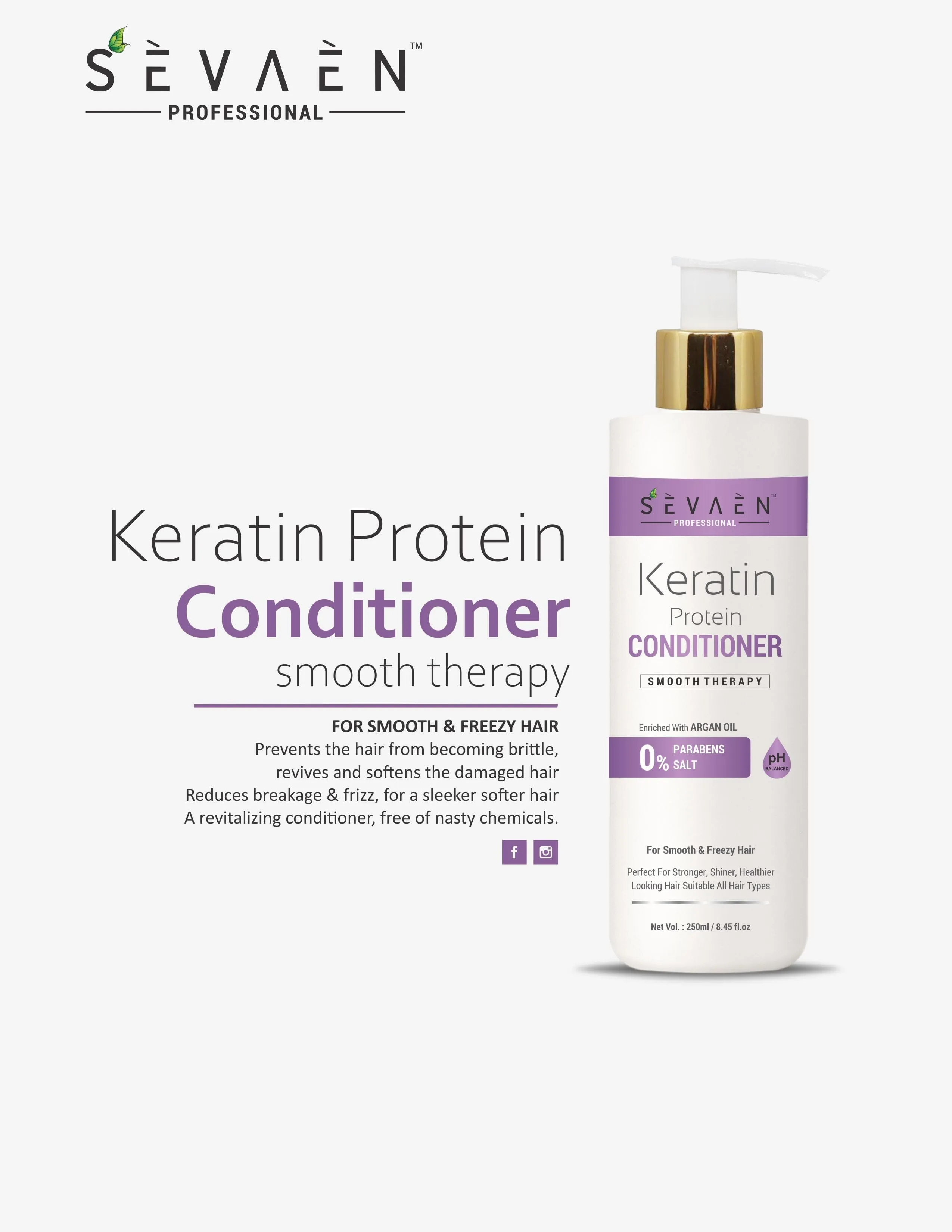 Keratin protein with argan oil Conditioner for man and woman 250ml