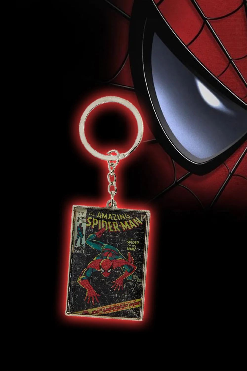 Marvel Comic Close up Spiderman Metal Key Ring