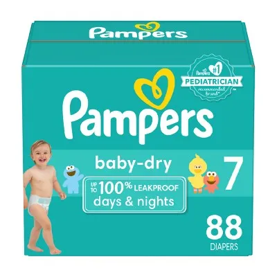 Pampers Baby Dry Enormous Disposable Diapers - Size 7 - 88ct