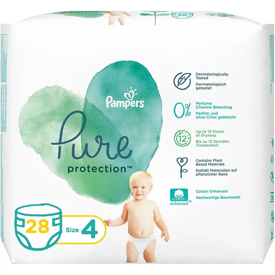 Pampers Pure Protection Diapers Size 4 - 28's