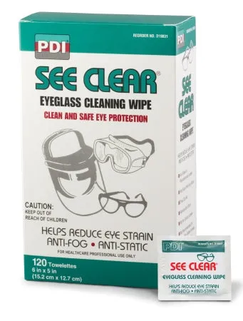 PDI See Clear Eye Glass Cleaning Wipes Box of 120