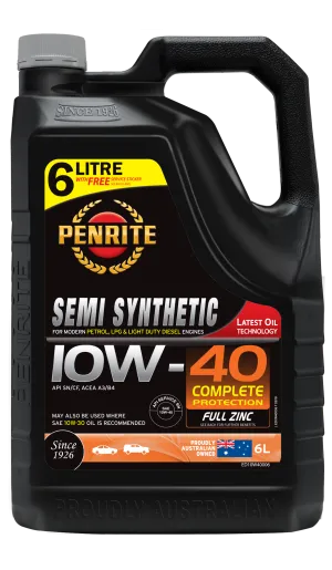 Penrite Semi Synthetic Engine Oil  10W-40 6L  - ED10W40006 (Pickup Only)