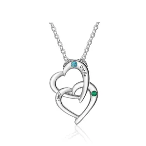 Personalized Silver Interlocking Heart-Shaped Necklace