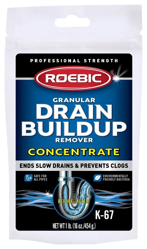 Roebic K-67GDB Drain Buildup Remover, 16 oz, Granular, White :EA: QUANTITY: 1