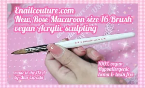 Rose Macaroon size 16 Nail Brush !~ with pearl handle new Vegan type