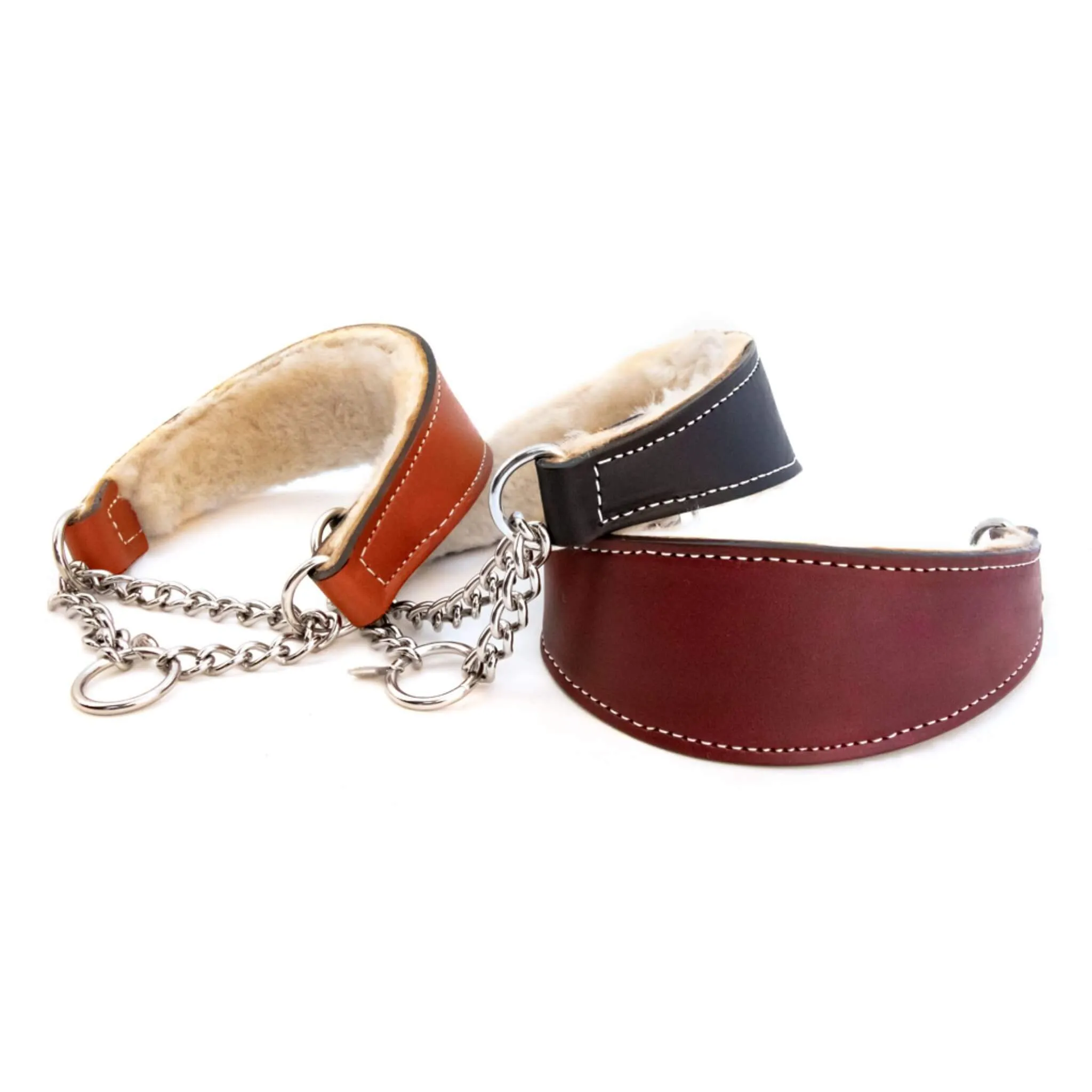 Shearling-Lined Martingale Leather Dog Collar